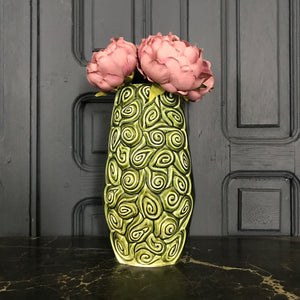 'Green Swirls' Large Mid Century Ceramic Vase
