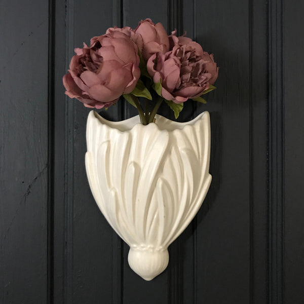 Mid Century White Ceramic Wall Vase