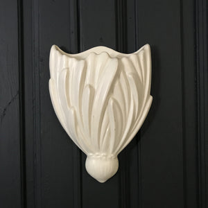 Mid Century White Ceramic Wall Vase