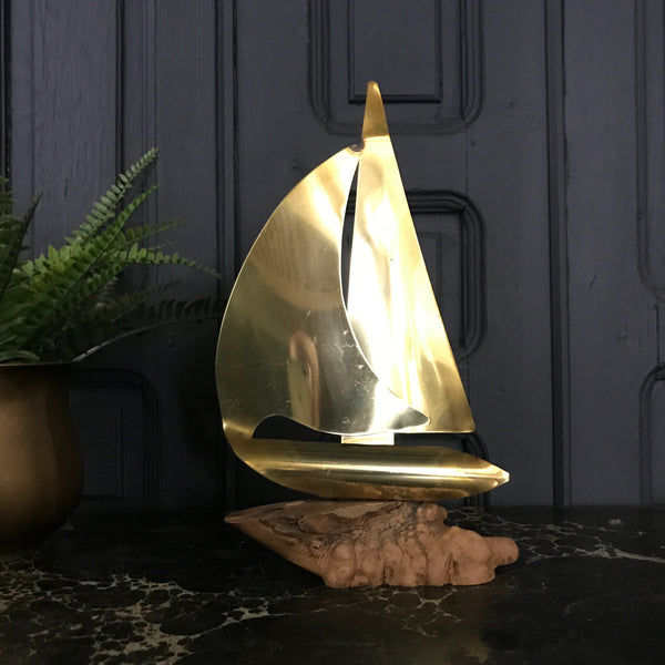 Mid Century Brass Sailing Boat