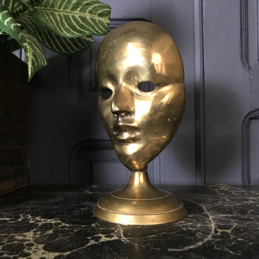 Mid Century Brass Mask Ornament