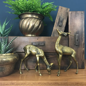 MEDIUM Vintage Brass Pair of Deer
