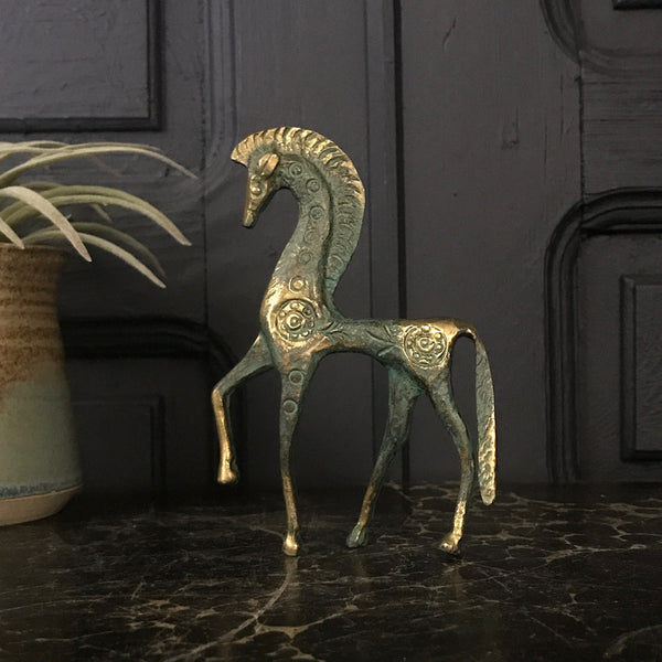 Mid Century Bronze Horse Ornament #A1