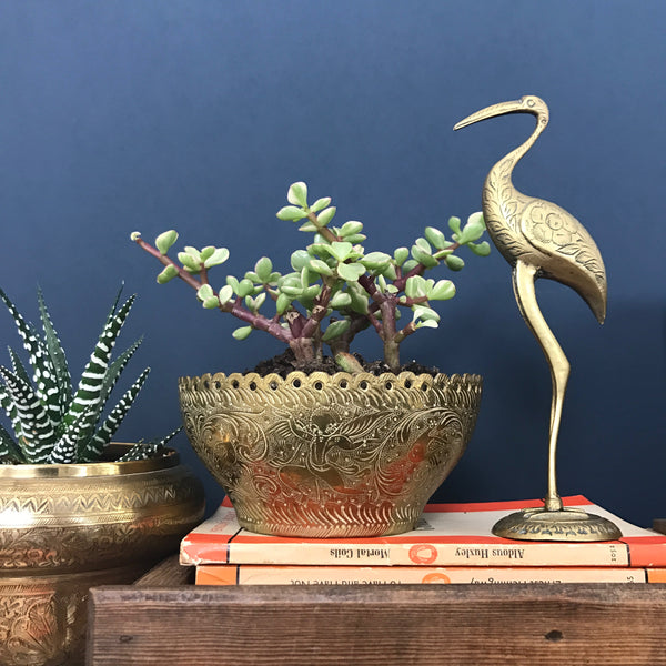 Vintage Brass Frett Work Bowl/Pot