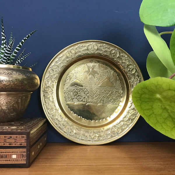 Vintage Brass Middle Eastern Plate/Wall Plaque