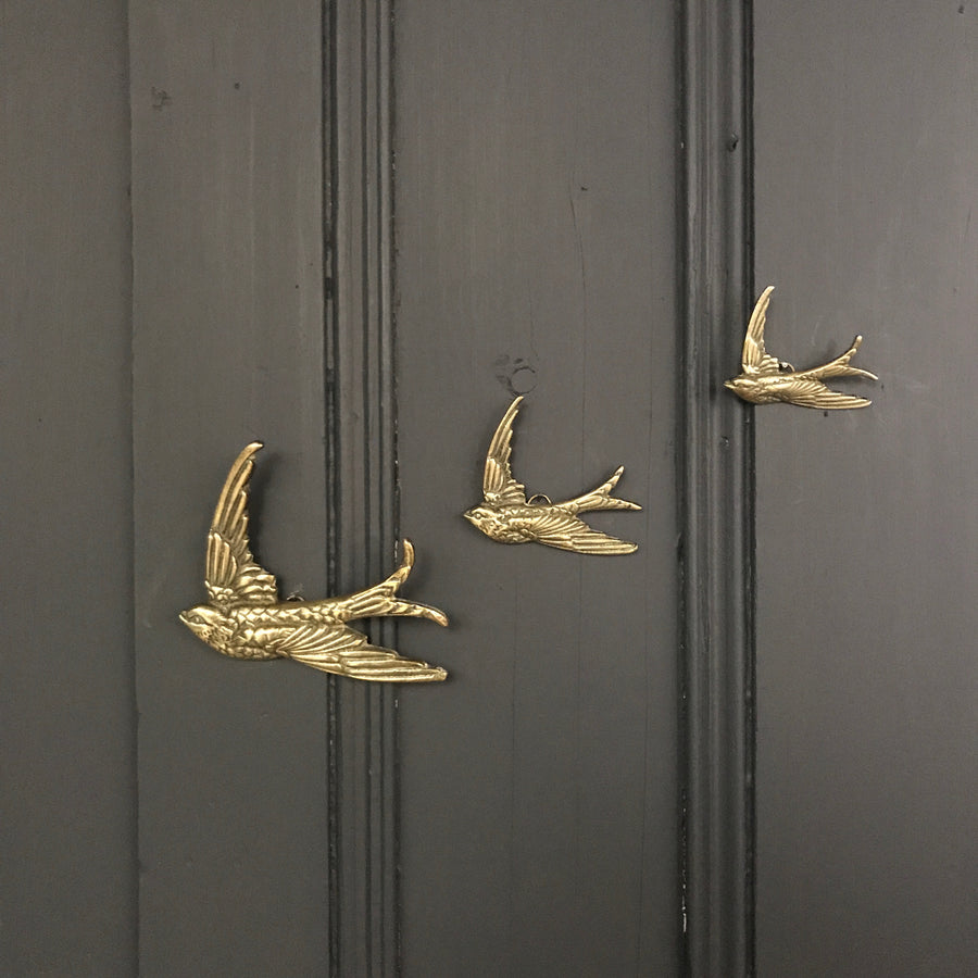 Brass Mid Century Flying Swallows #A4