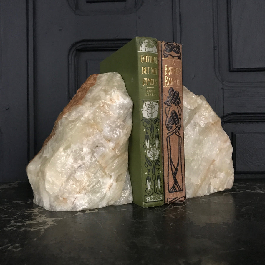 Mid Century Natural Agate Bookends