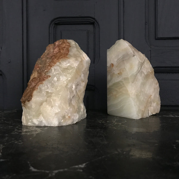 Mid Century Natural Agate Bookends