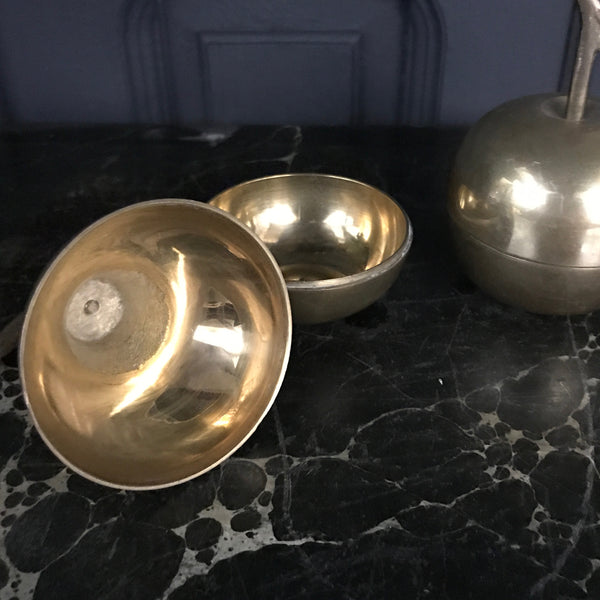 Vintage Brass Apple & Pear Trinket Boxes #A2