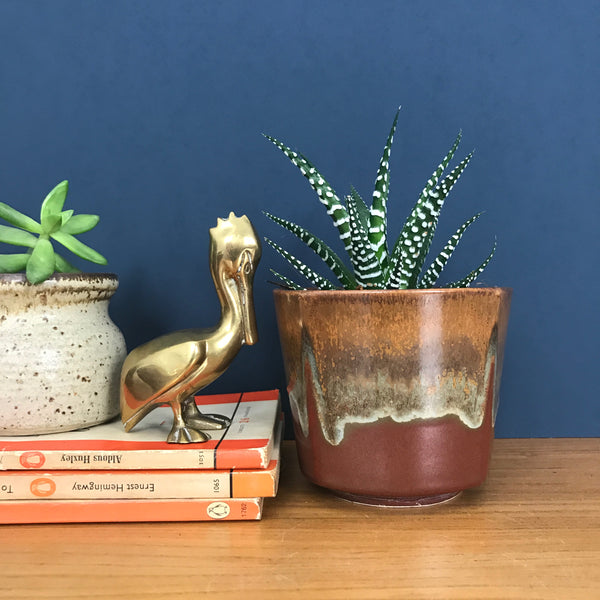 Vintage Red Lava Ceramic Plant Pot