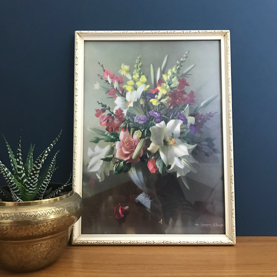 Vintage 1960s Flowers Still Life Picture