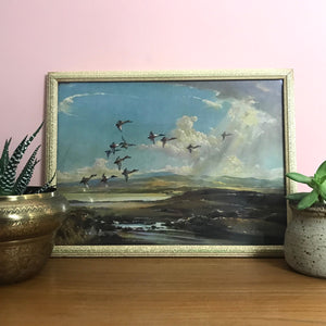 Vintage 1960s Flying Ducks Still Life Picture