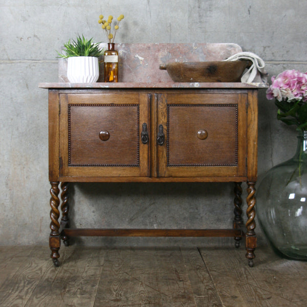 Vintage Marble & Oak Washstand