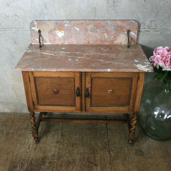 Vintage Marble & Oak Washstand
