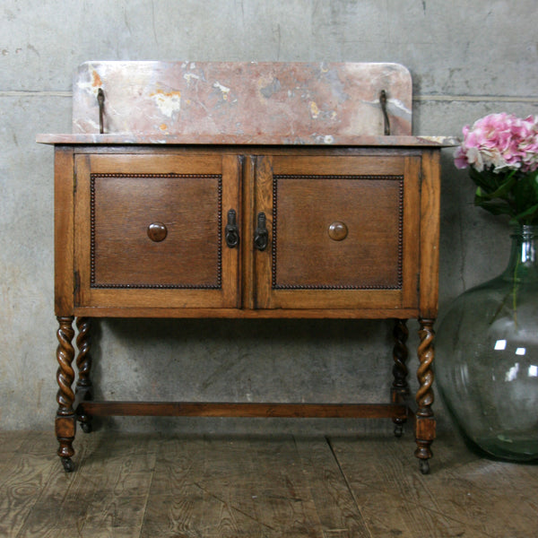 Vintage Marble & Oak Washstand