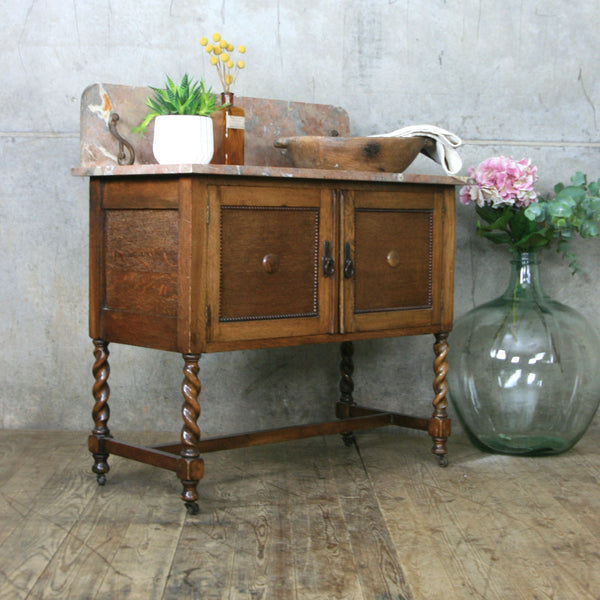 Vintage Marble & Oak Washstand