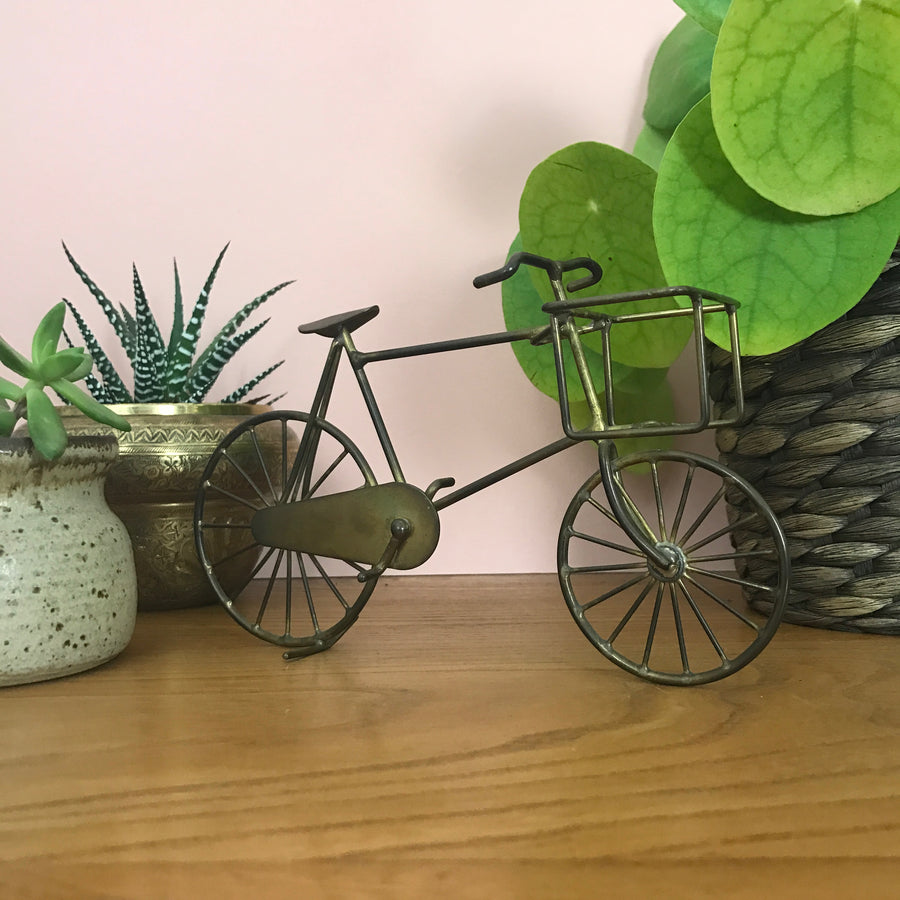 Vintage Brass 'Bicycle with Basket' Ornament