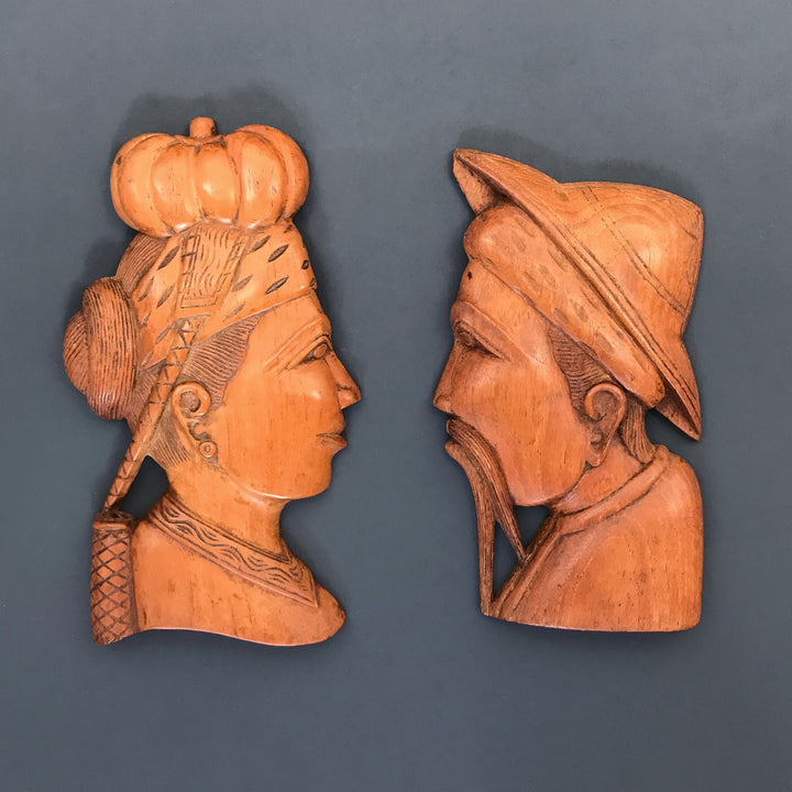 Vintage Tibetian/Chinese Male & Female Wall Plaques