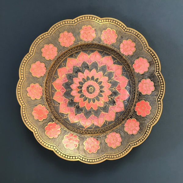 Vintage Brass Flower Bowl/Wall Plaque