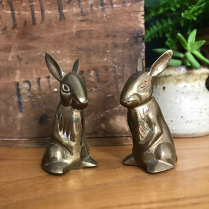 Pair of Mid Century Brass Rabbits