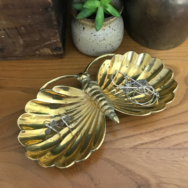 Vintage Brass Butterfly Trinket Dish