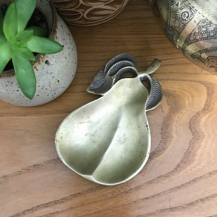 Vintage Brass Pear Trinket Dish