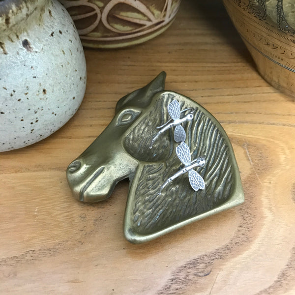 Mid Century Brass Horse Trinket Dish
