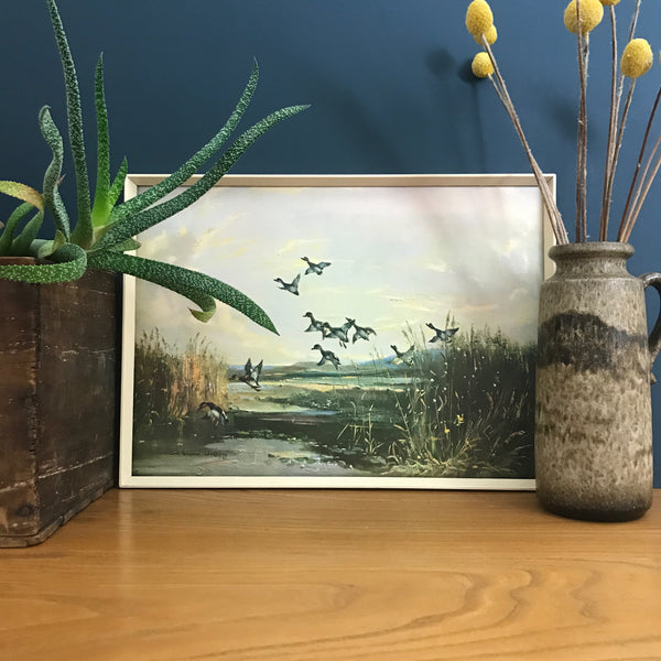 Vintage 1960s Ducks Framed Picture