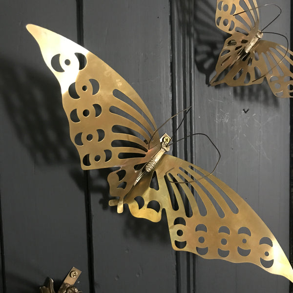 Trio of Brass Mid Century Butterflies #A1