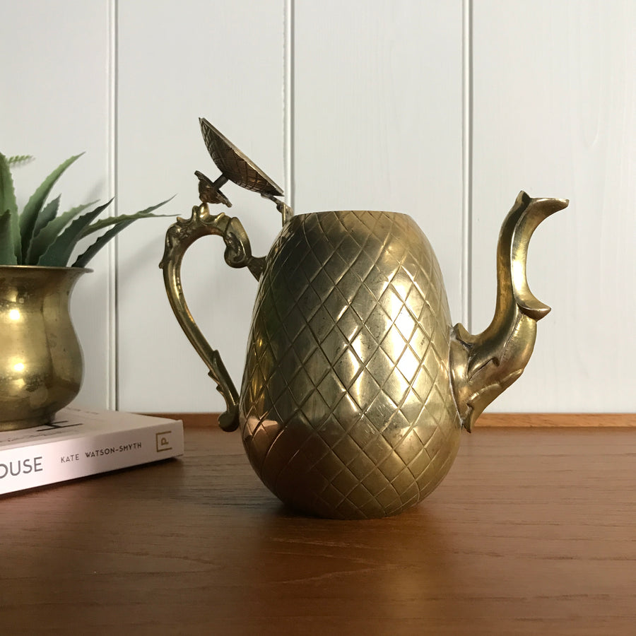 Mid Century Brass 'Pineapple' Coffee Pot #A1