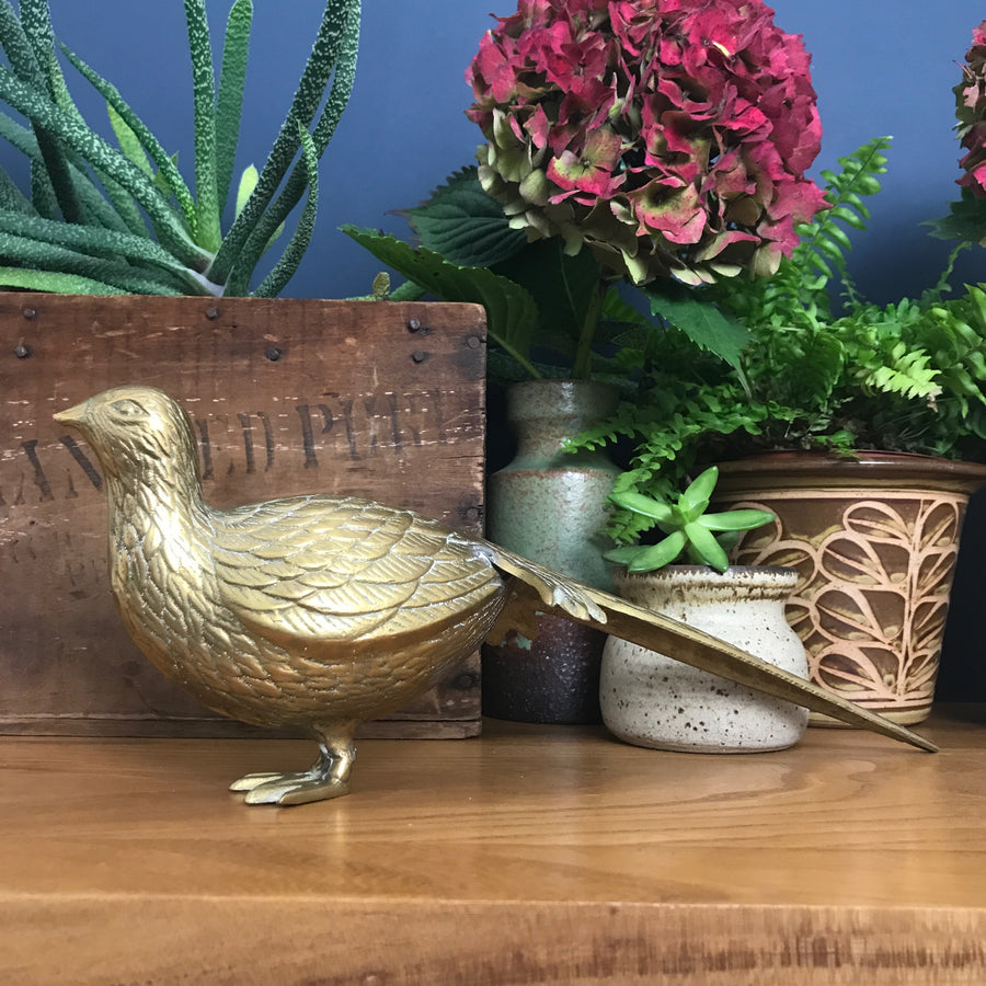 Vintage Mid Century Brass Pheasant