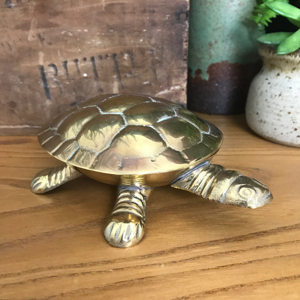 Vintage Brass Tortoise Trinket Box