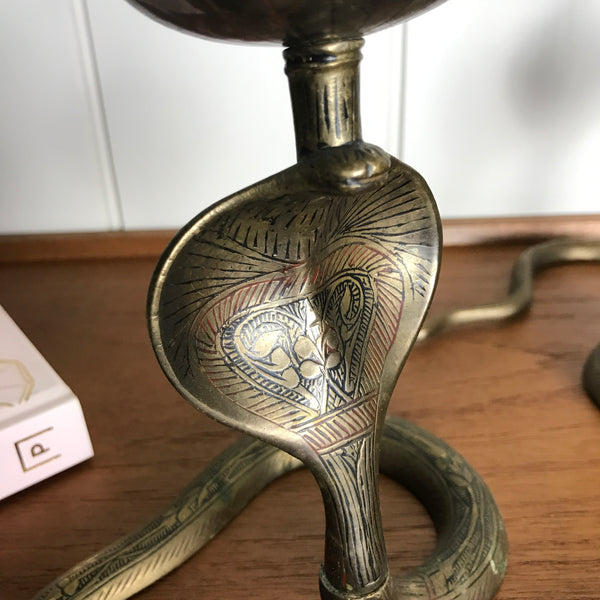 Mid Century Brass Cobra Candlesticks (pair) #A1