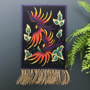 Vintage Danish Embroidered Mid Century Wall Hanging