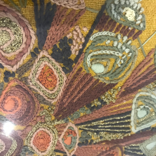 Mid Century Embroidery Framed Wall Art