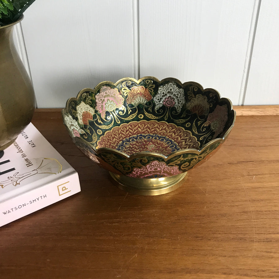 Vintage Brass Peacock Bowl/Dish