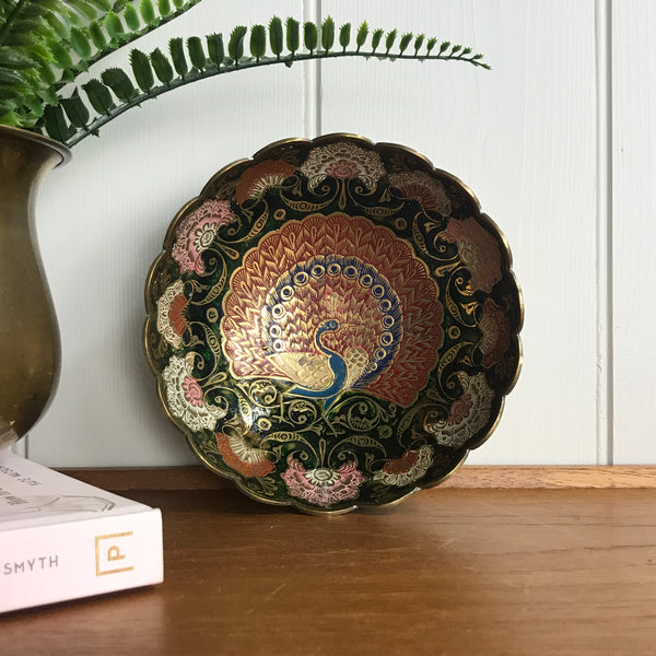 Vintage Brass Peacock Bowl/Dish