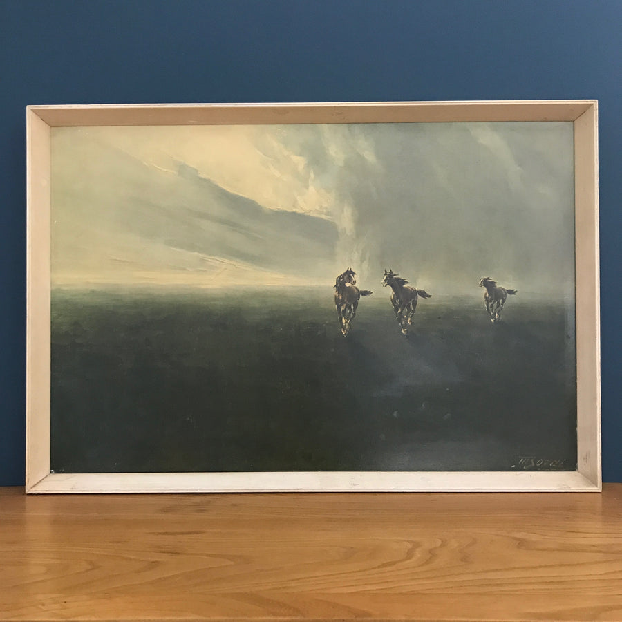 1960s Vintage Framed 'Horses in the Clouds' Print