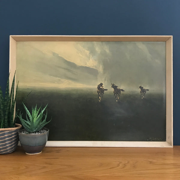 1960s Vintage Framed 'Horses in the Clouds' Print