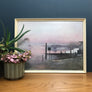 Vintage 1960s Framed Pastel Coast Picture