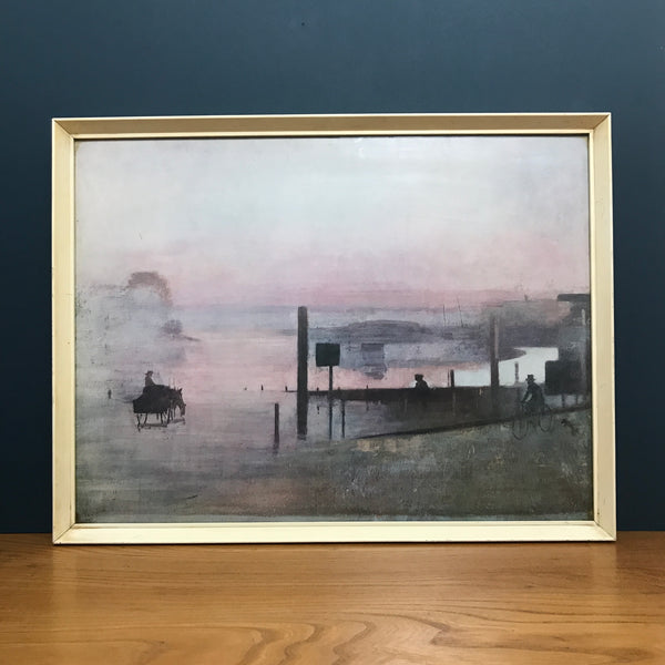 Vintage 1960s Framed Pastel Coast Picture