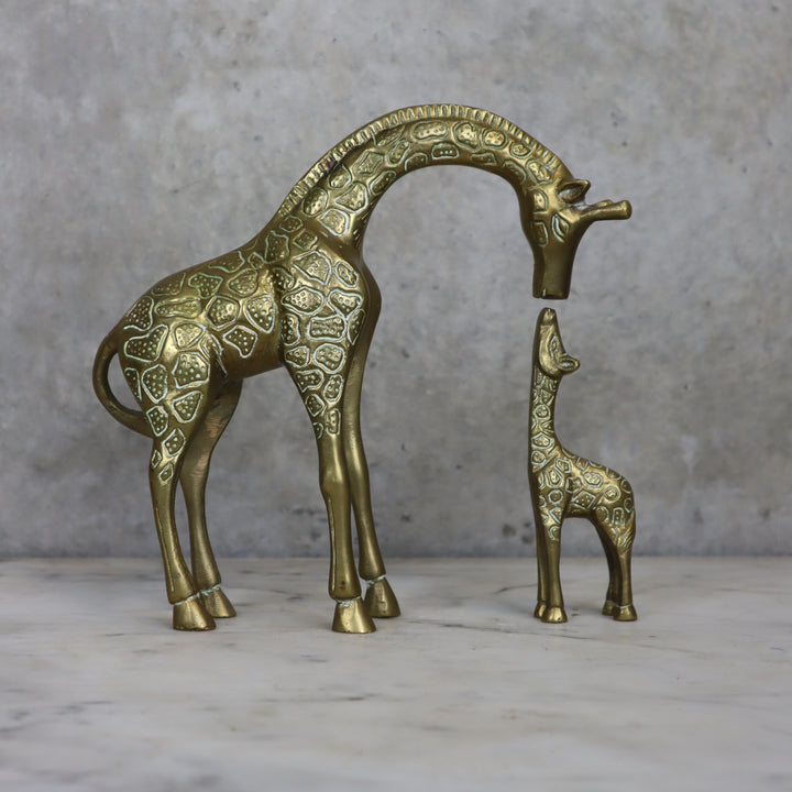 Vintage Brass Giraffe Mother & Calf Set 22-F