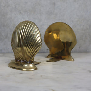 Hollywood Regency Brass Clam Bookends 22-F