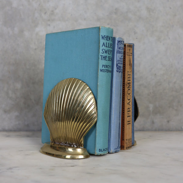 Hollywood Regency Brass Clam Bookends 22-F
