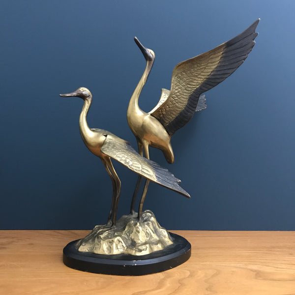 Vintage Mid Century Brass Cranes