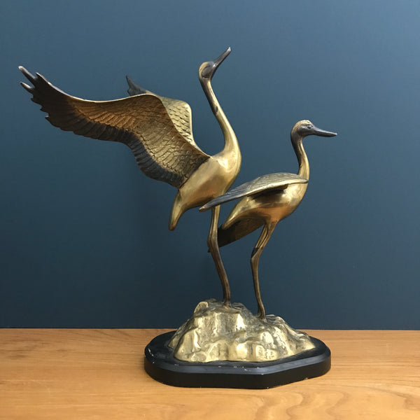 Vintage Mid Century Brass Cranes