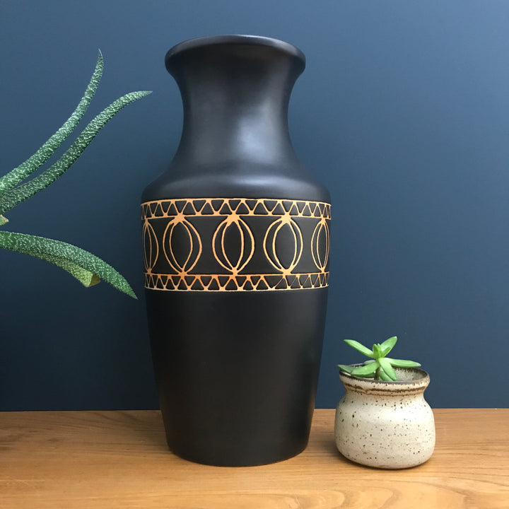 Black West German Ceramic Vase
