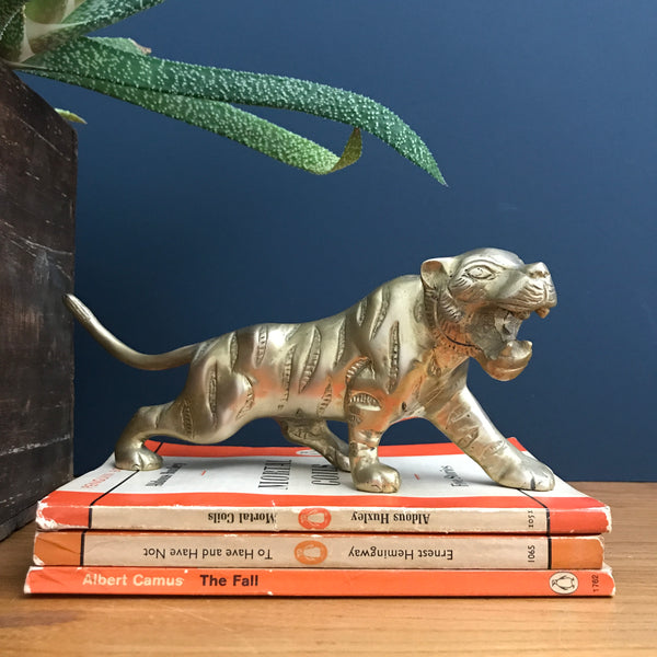 Vintage Mid Century Brass Tiger