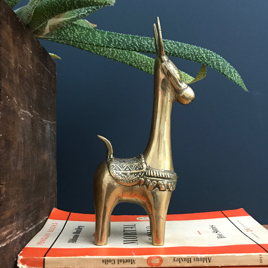 Mid Century Brass Donkey Ornament