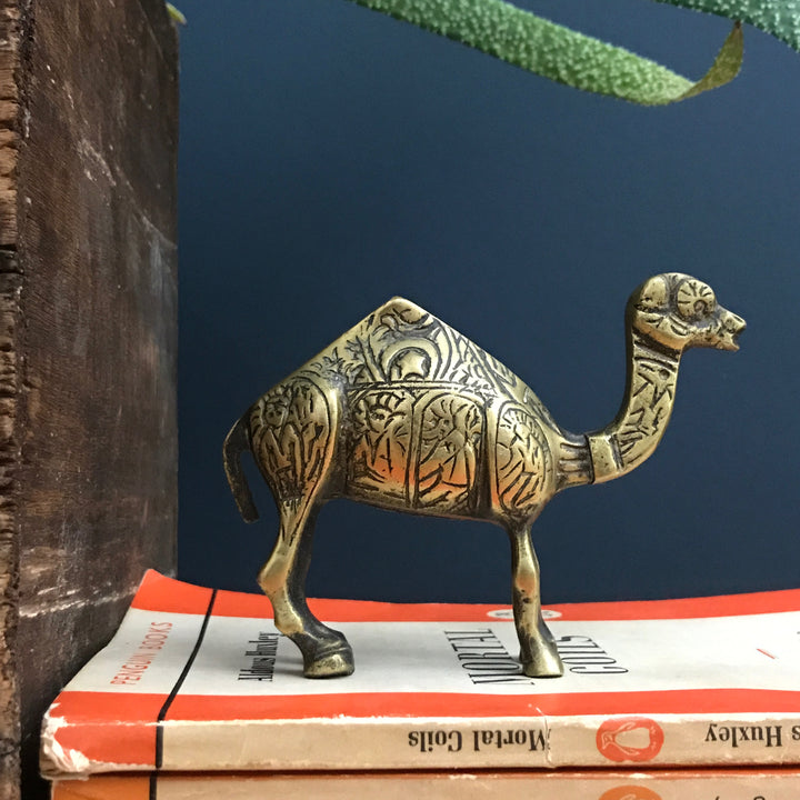 Petite Vintage Mid Century Brass Camel
